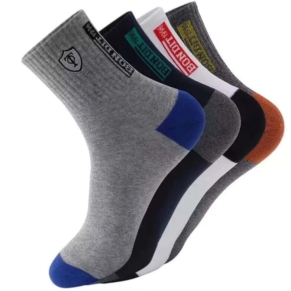 6pairs Men Letter Graphic Casual Crew Socks, For Spring - Picture 3 of 5